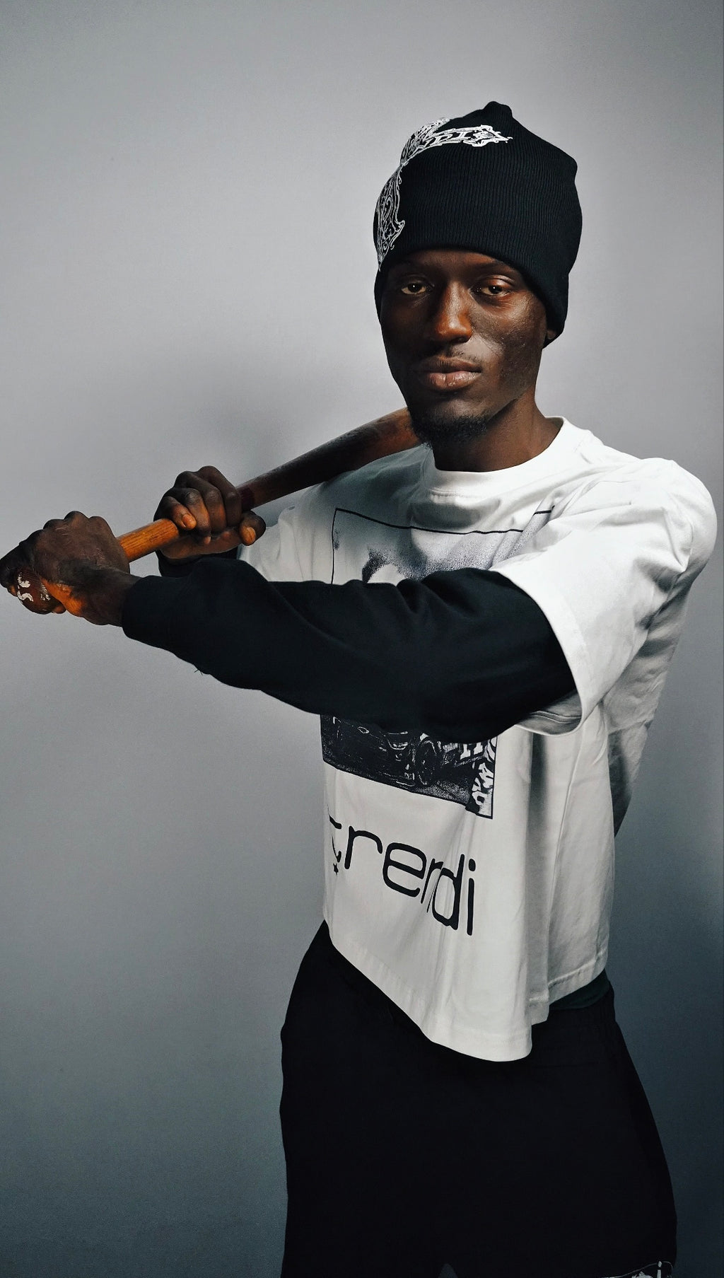"#14" Layered Contrast Sleeve Cotton T-Shirt