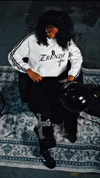 Contrast Striped Lapel Collar Sweatshirt