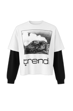 "#14" Layered Contrast Sleeve Cotton T-Shirt