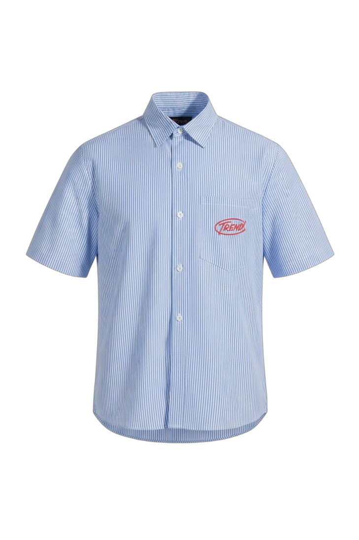 "Delivery Boyz" Oversized Vertical Stripe Boxy Shirt