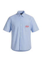 "Delivery Boyz" Oversized Vertical Stripe Boxy Shirt