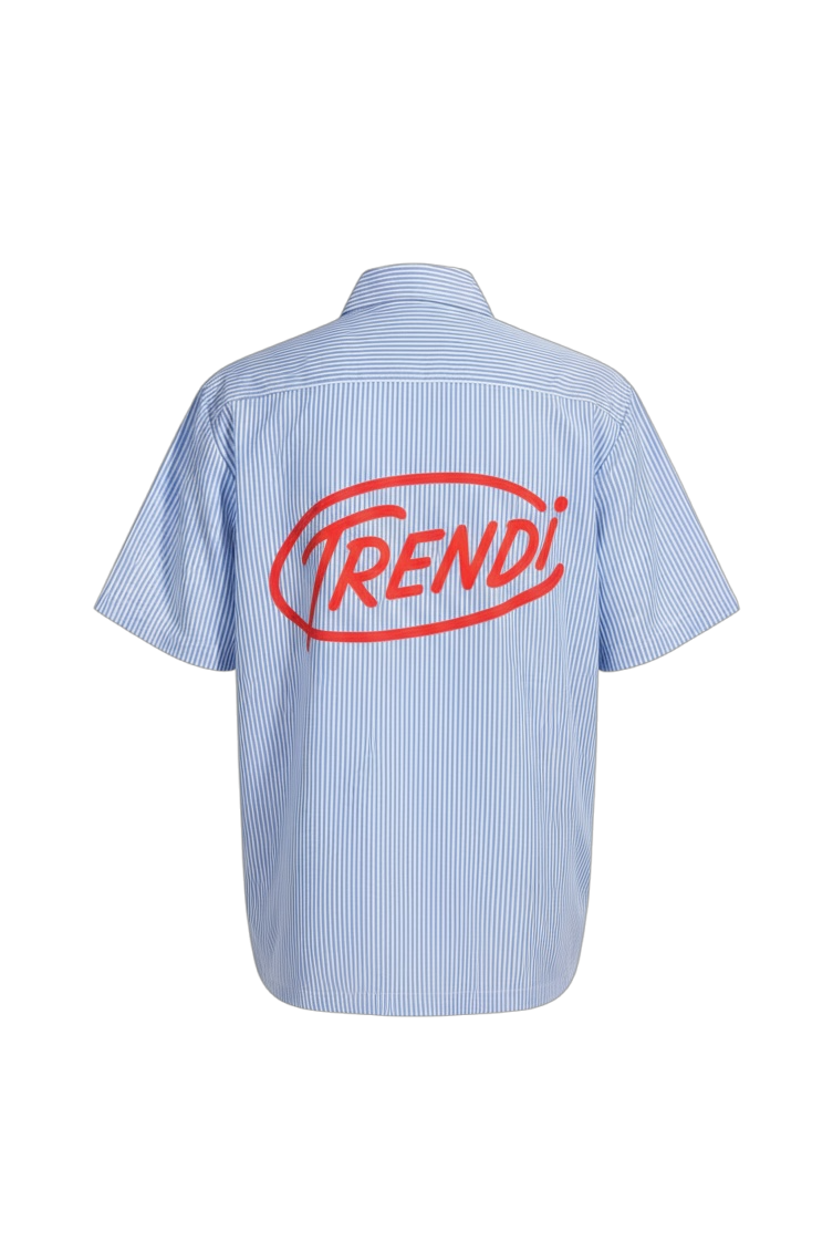 "Delivery Boyz" Oversized Vertical Stripe Boxy Shirt