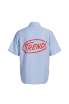 "Delivery Boyz" Oversized Vertical Stripe Boxy Shirt