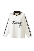 Contrast Striped Lapel Collar Sweatshirt