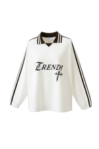Contrast Striped Lapel Collar Sweatshirt