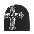 Black Royal Cross Beanie With Rhinestones